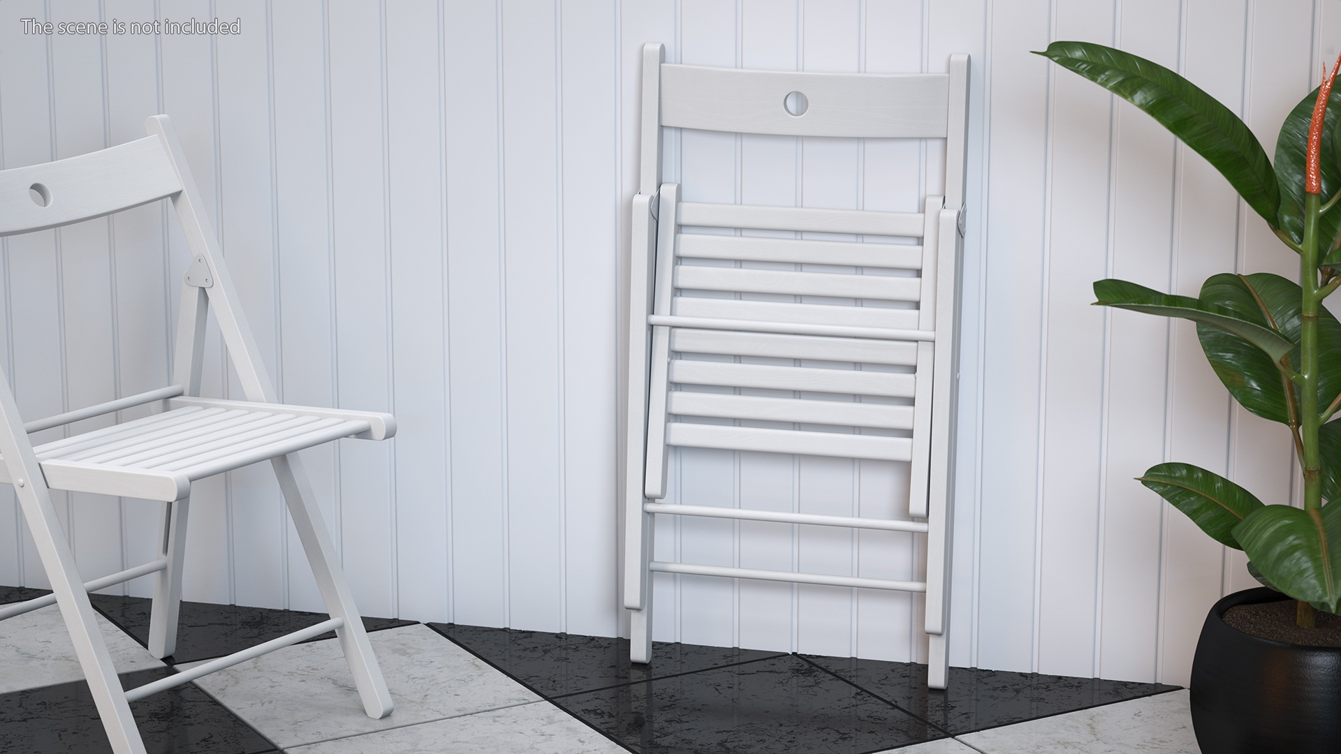 3D Folding Chair White Closed