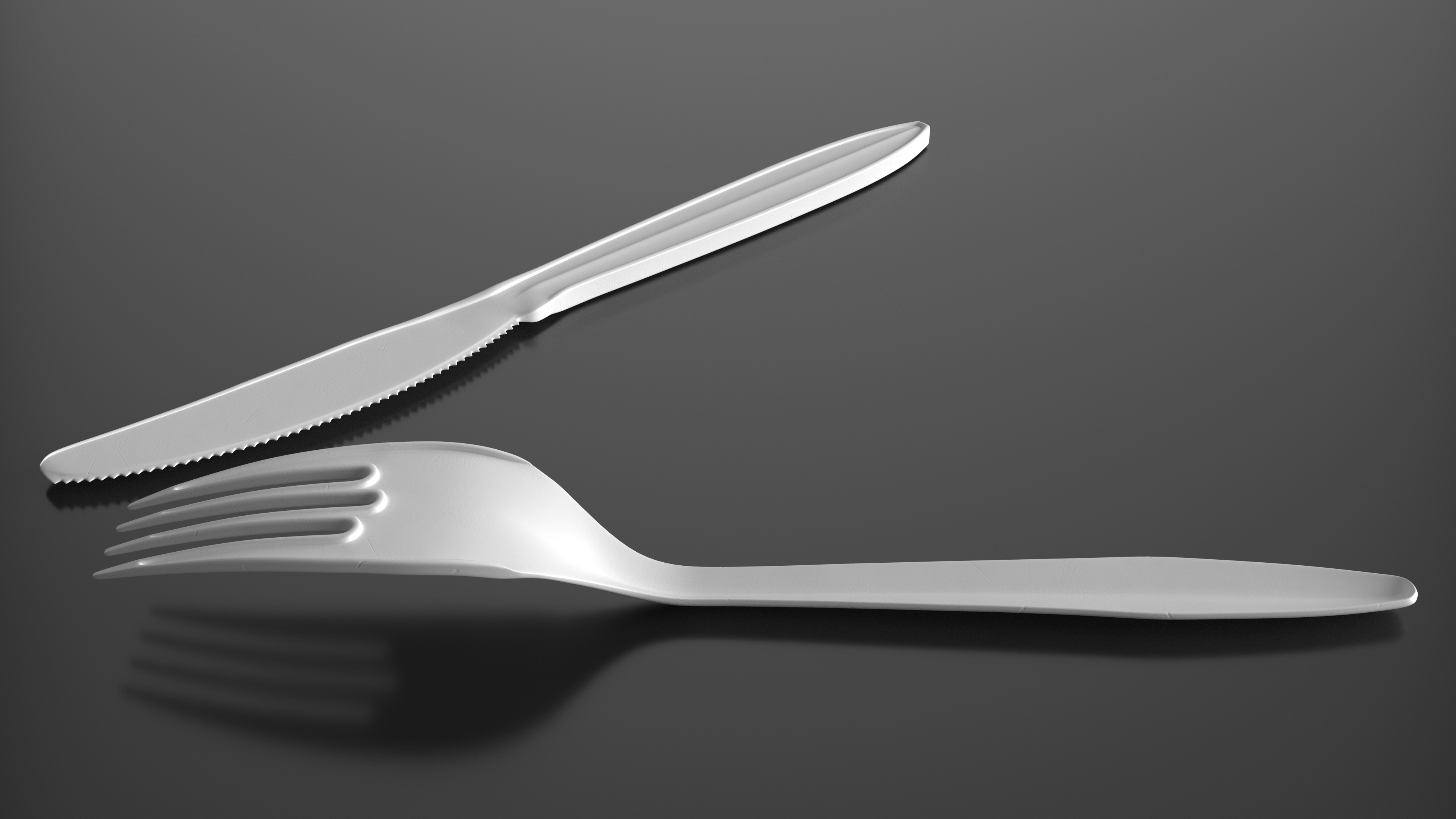 Realistic Plastic Cutlery Set 3D model