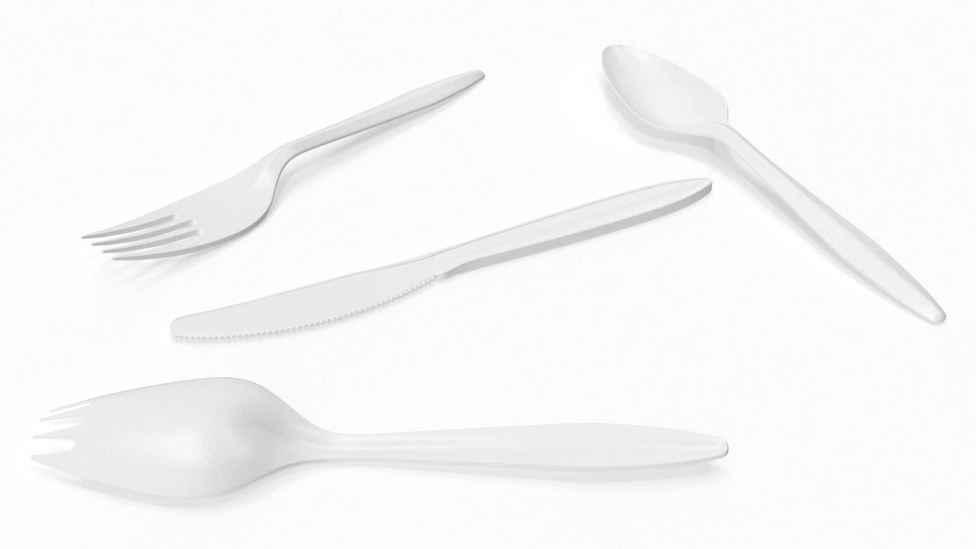 Realistic Plastic Cutlery Set 3D model