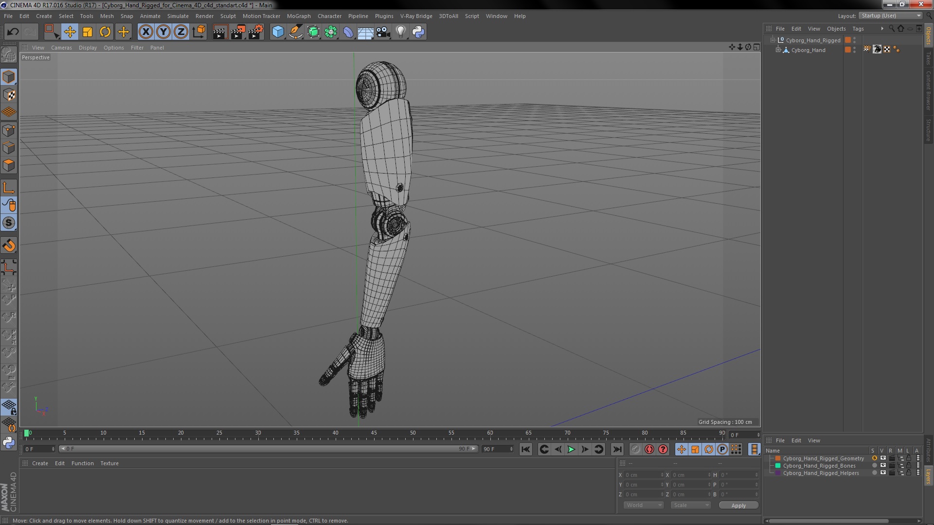 Cyborg Hand Rigged for Cinema 4D 3D