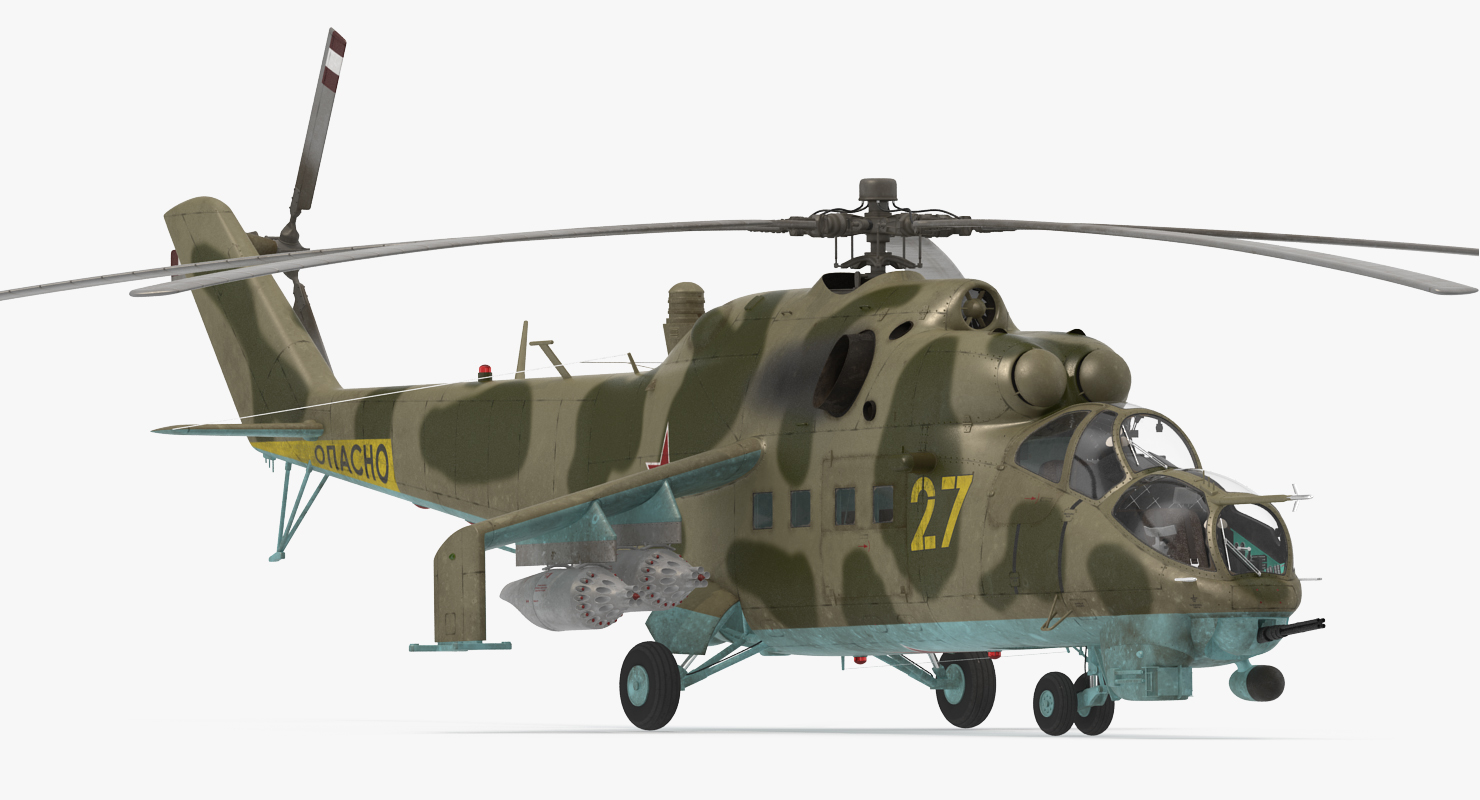 3D Russian Attack Helicopter Mil Mi 24B