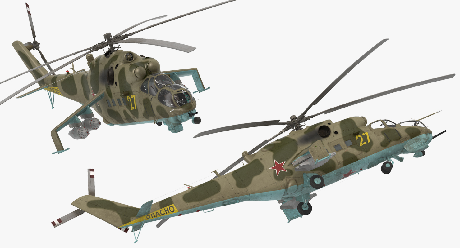 3D Russian Attack Helicopter Mil Mi 24B