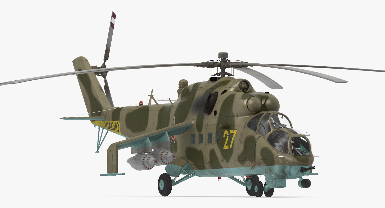 3D Russian Attack Helicopter Mil Mi 24B