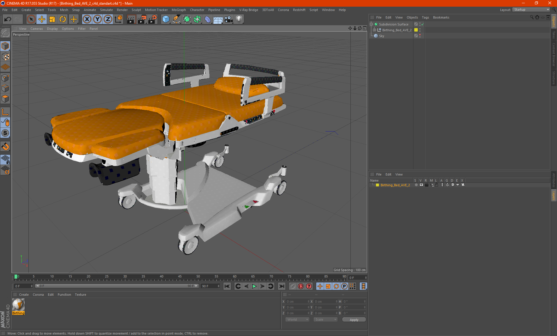 3D Birthing Bed AVE 2 model