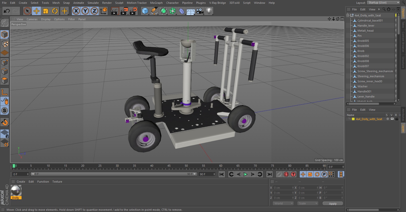 4x4 Dolly with Seat 3D model