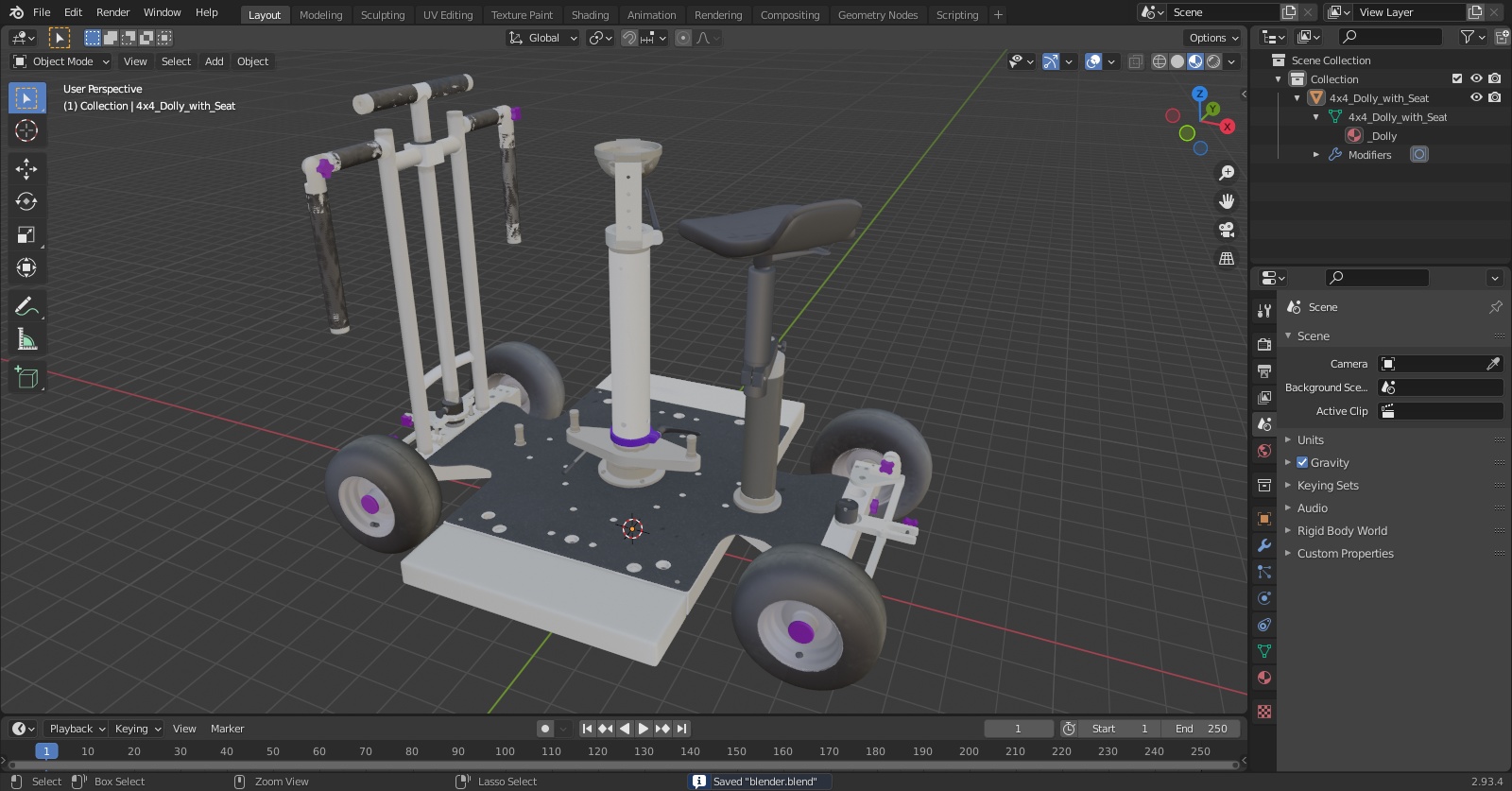 4x4 Dolly with Seat 3D model