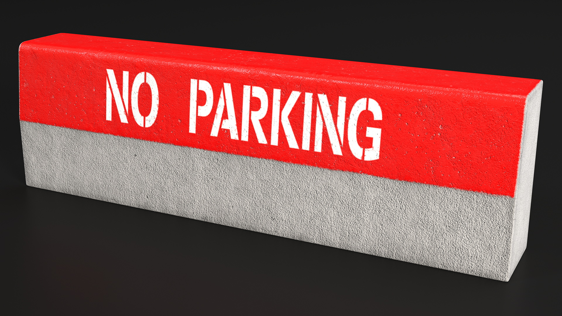 Road Curb 1m Red No Parking 3D