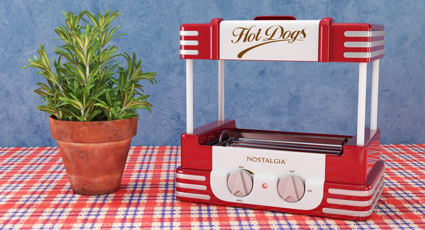 3D Retro Hot Dog Roller Grill