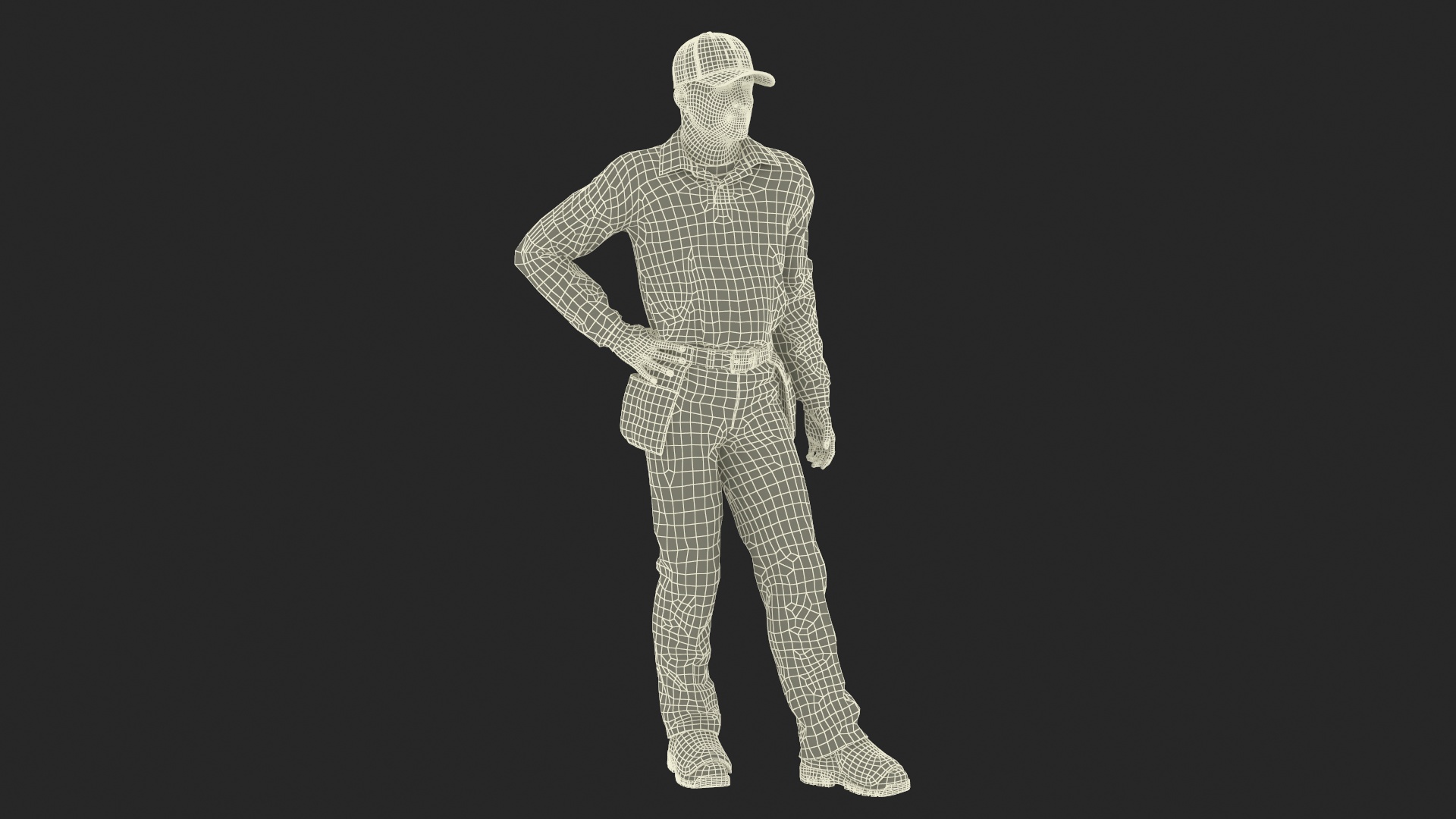 3D Baseball Umpire in Cap Standing Pose