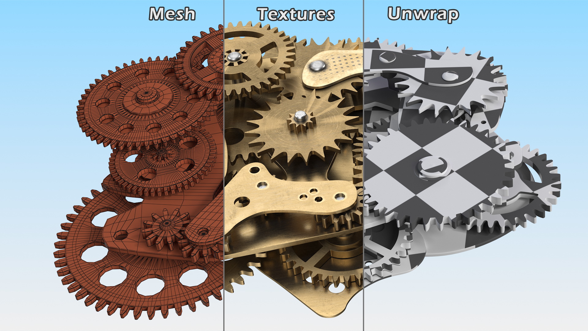 3D model Cog Gears Mechanism Brass