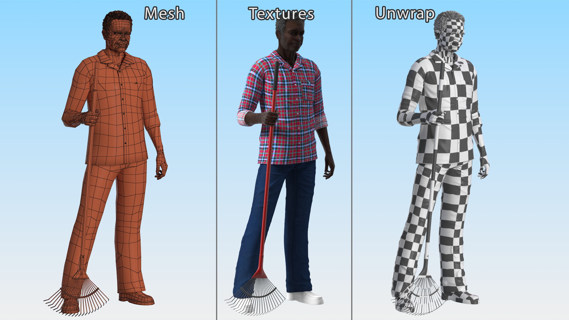 Afro American Grandpa Home Outfit Standing 3D