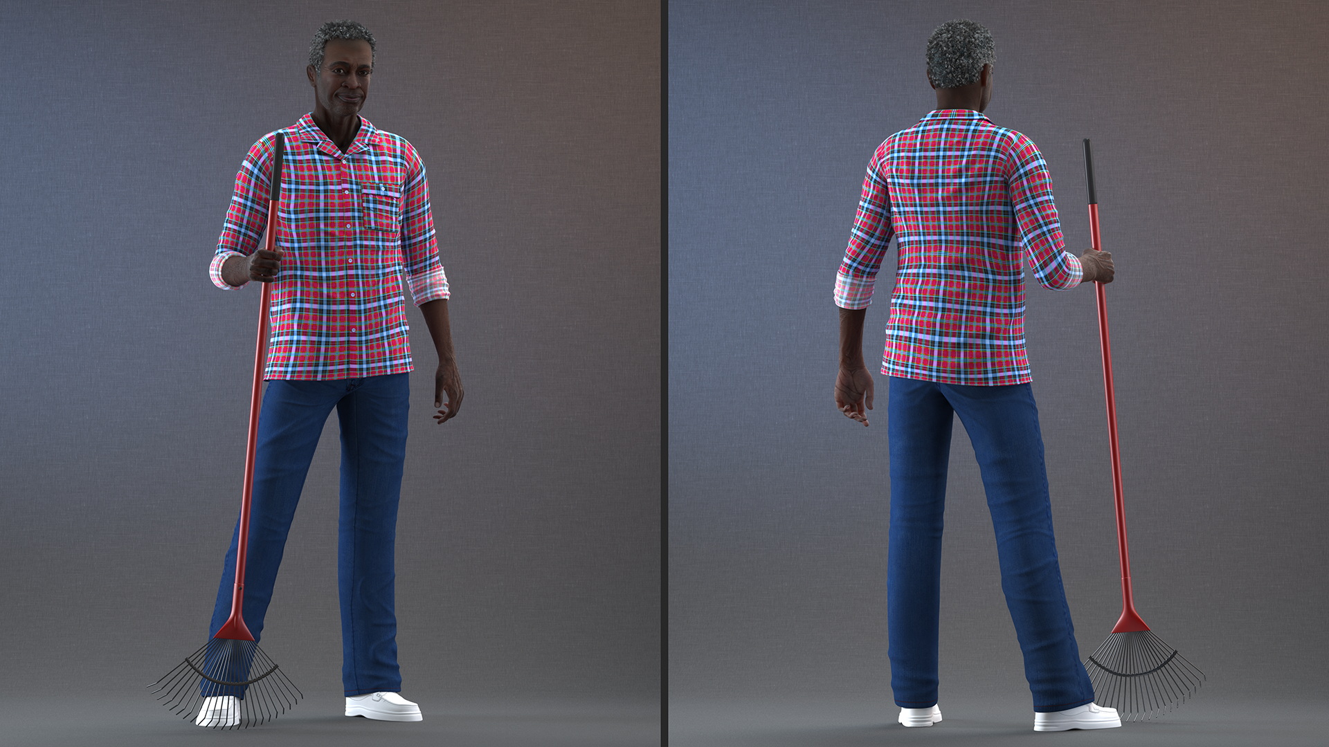 Afro American Grandpa Home Outfit Standing 3D