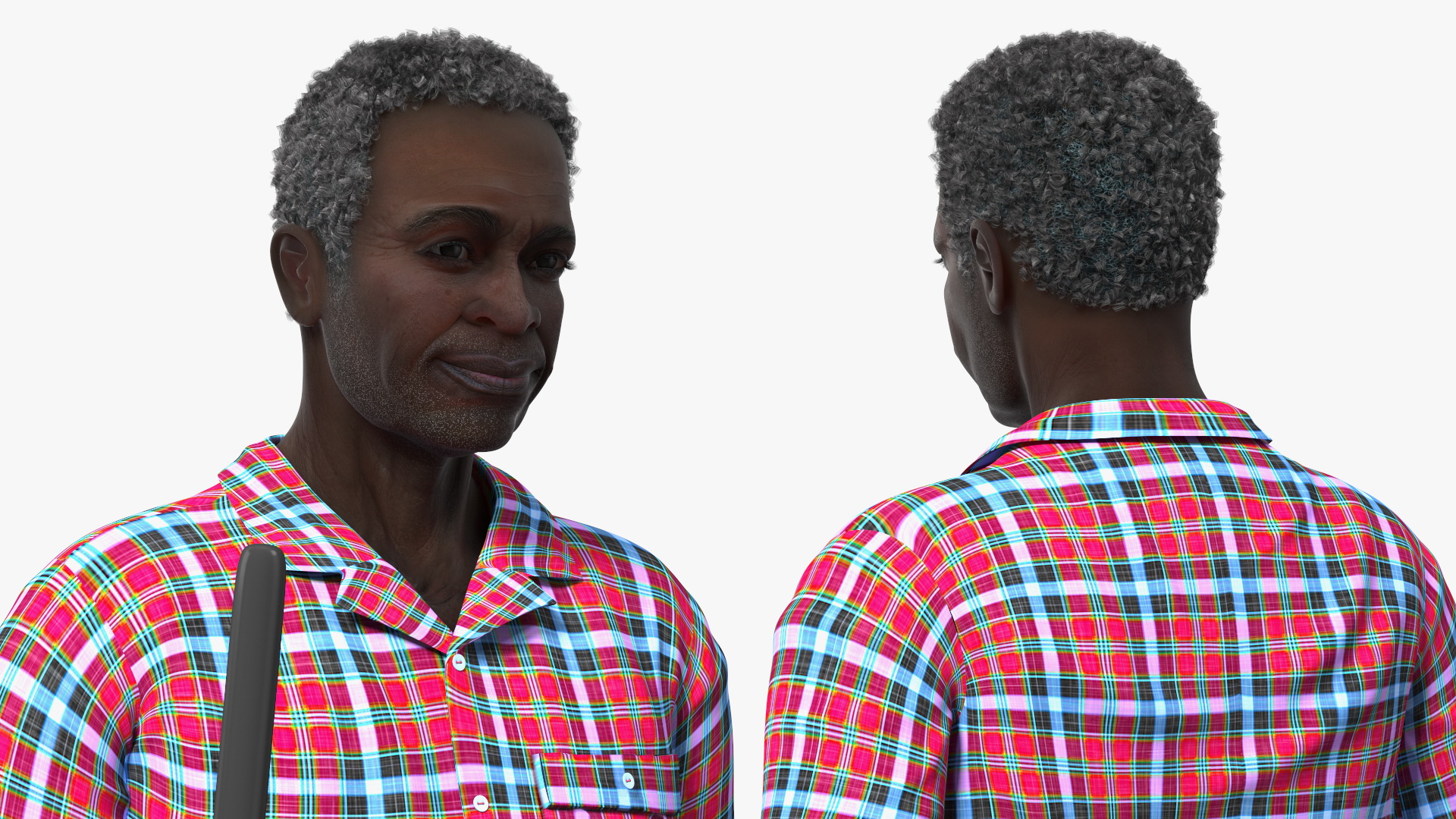 Afro American Grandpa Home Outfit Standing 3D