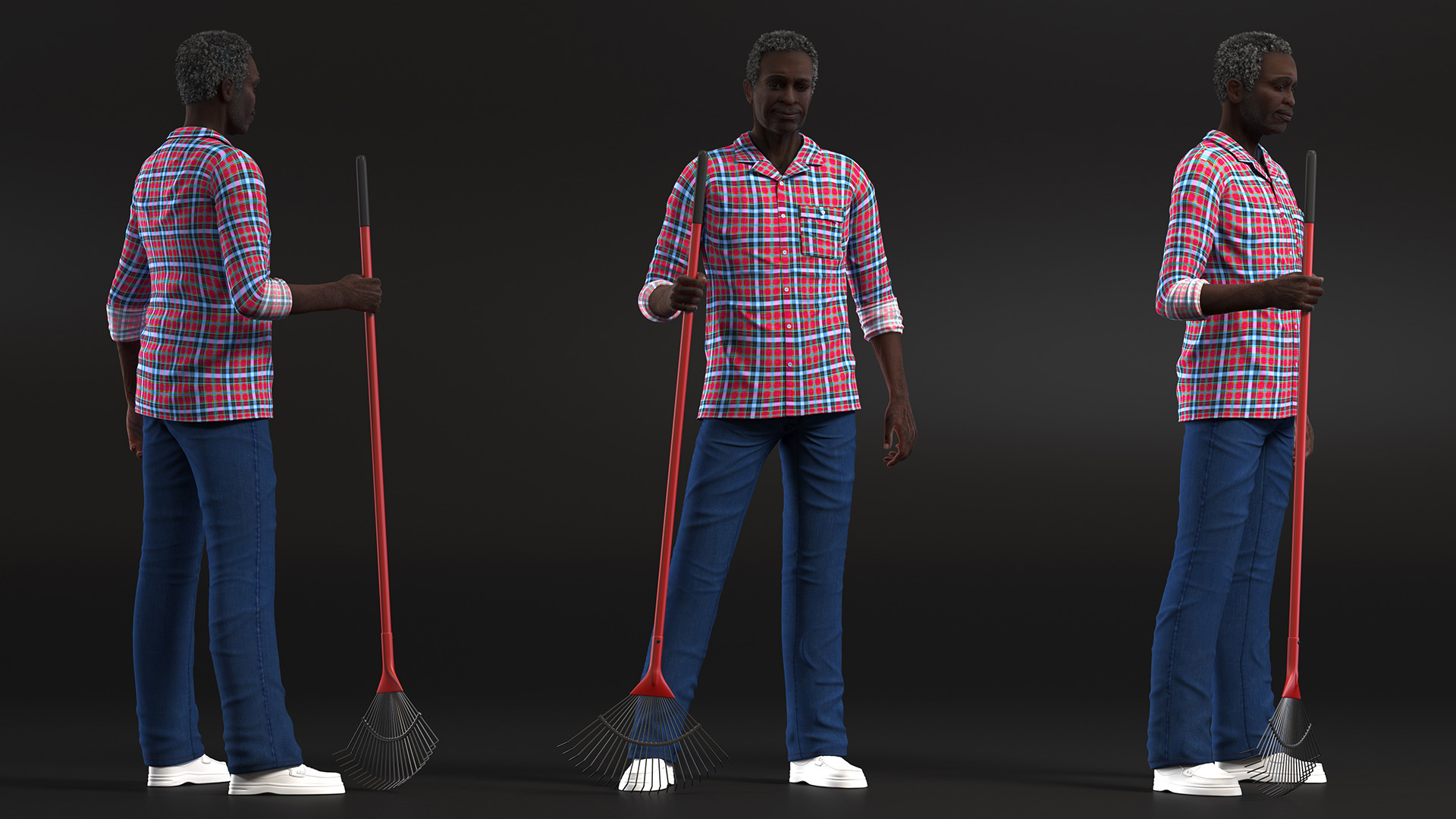 Afro American Grandpa Home Outfit Standing 3D