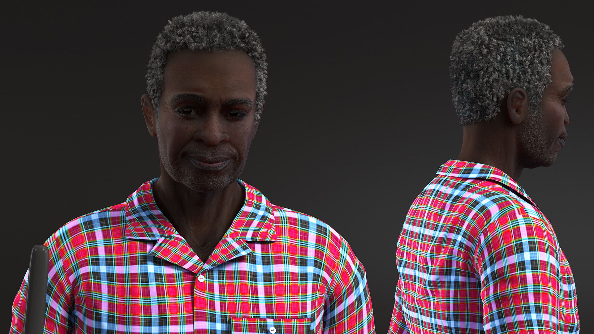 Afro American Grandpa Home Outfit Standing 3D