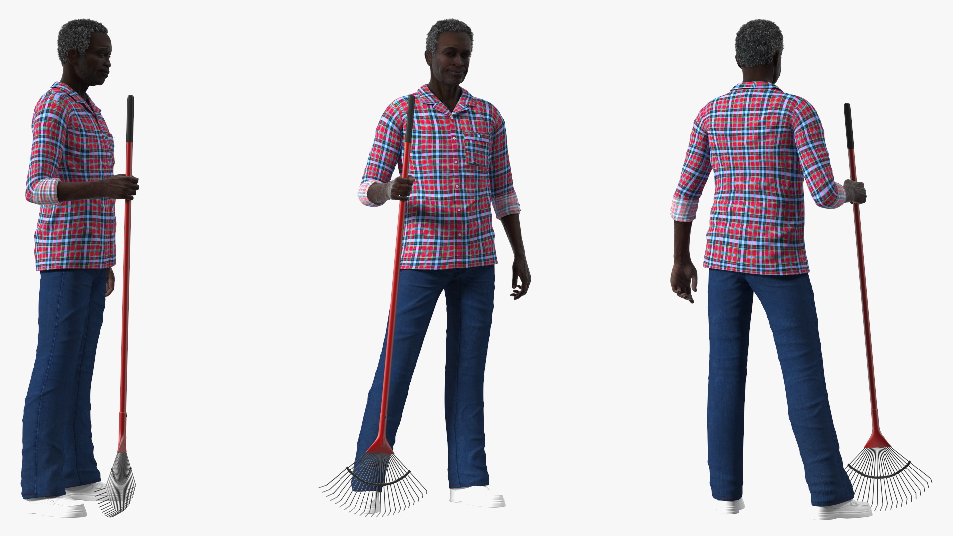 Afro American Grandpa Home Outfit Standing 3D