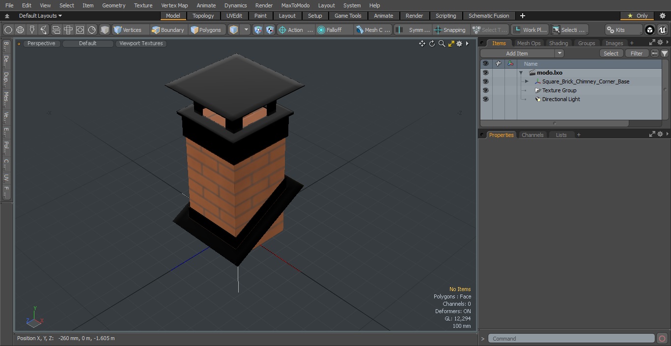 Square Brick Chimney Corner Base 3D