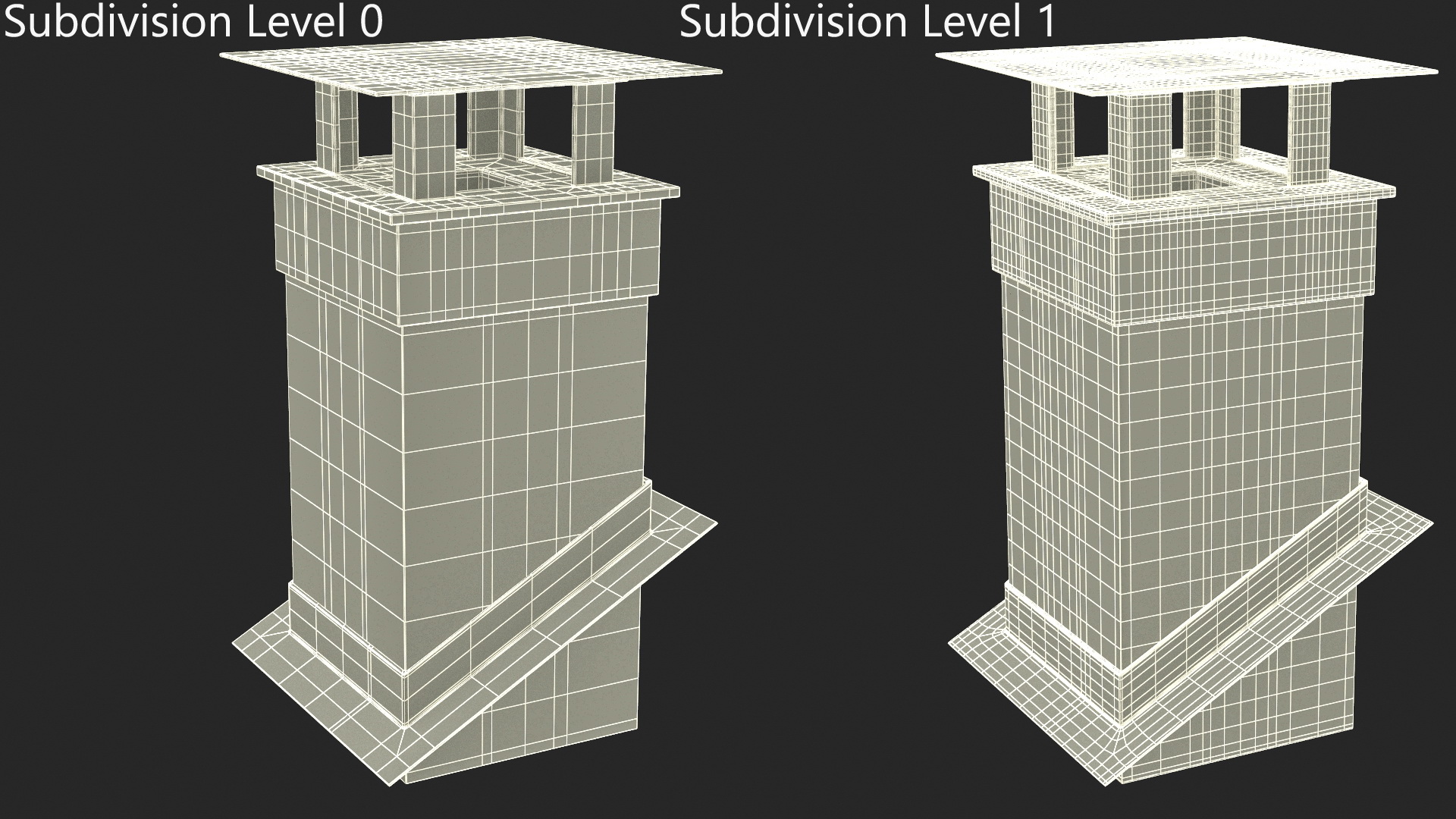 Square Brick Chimney Corner Base 3D