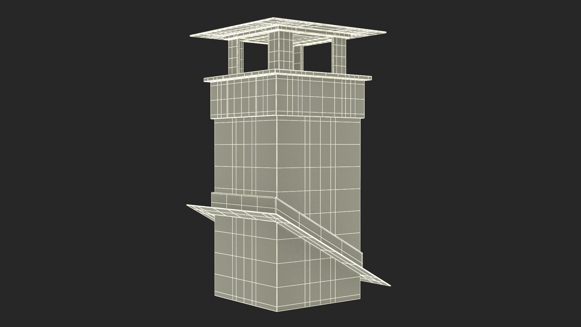 Square Brick Chimney Corner Base 3D