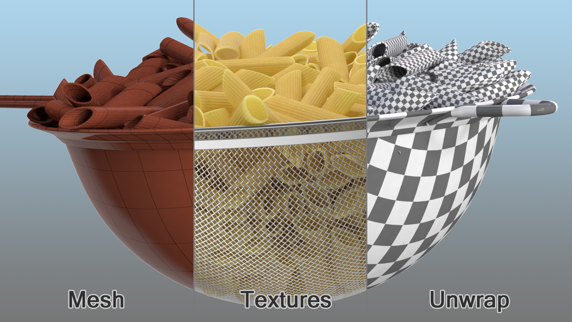 Pasta in Colander 3D