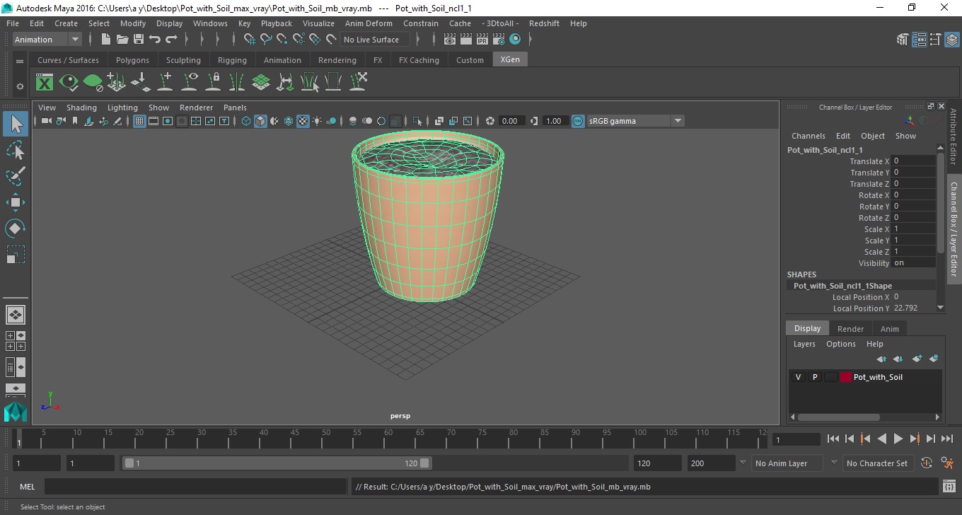 3D Pot with Soil model