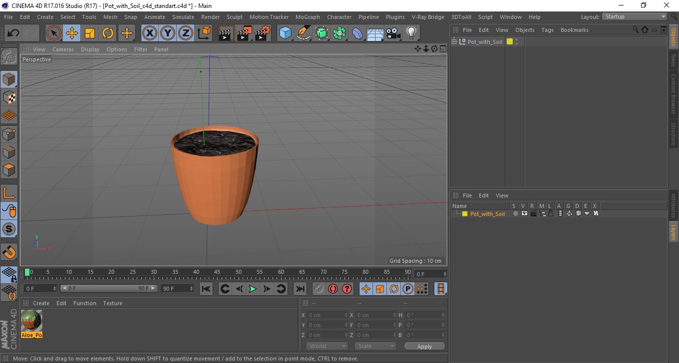 3D Pot with Soil model