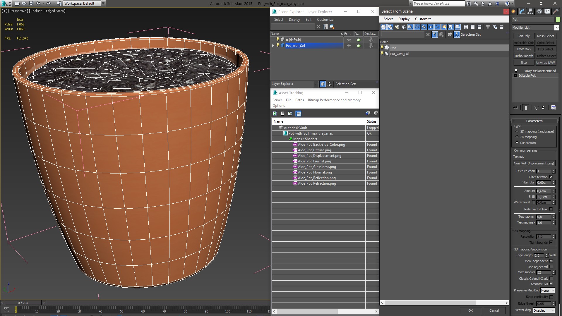 3D Pot with Soil model