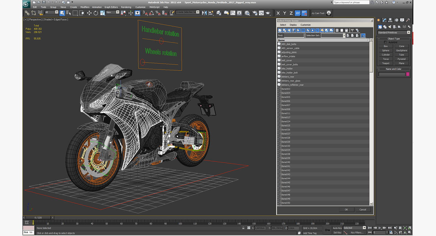 3D model Sport Motorcycles Honda Fireblade 2017 Rigged