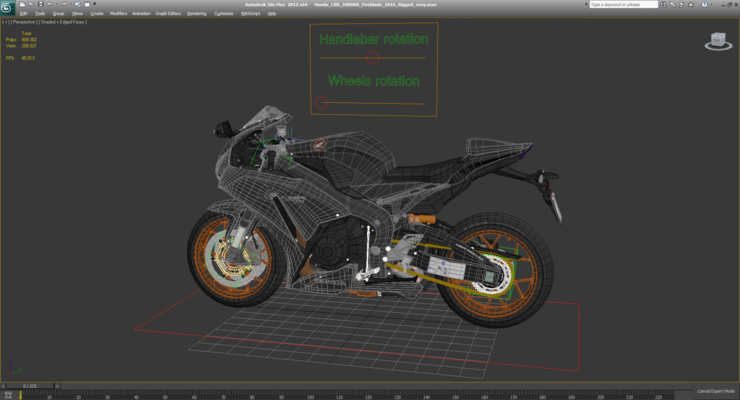 3D model Sport Motorcycles Honda Fireblade 2017 Rigged