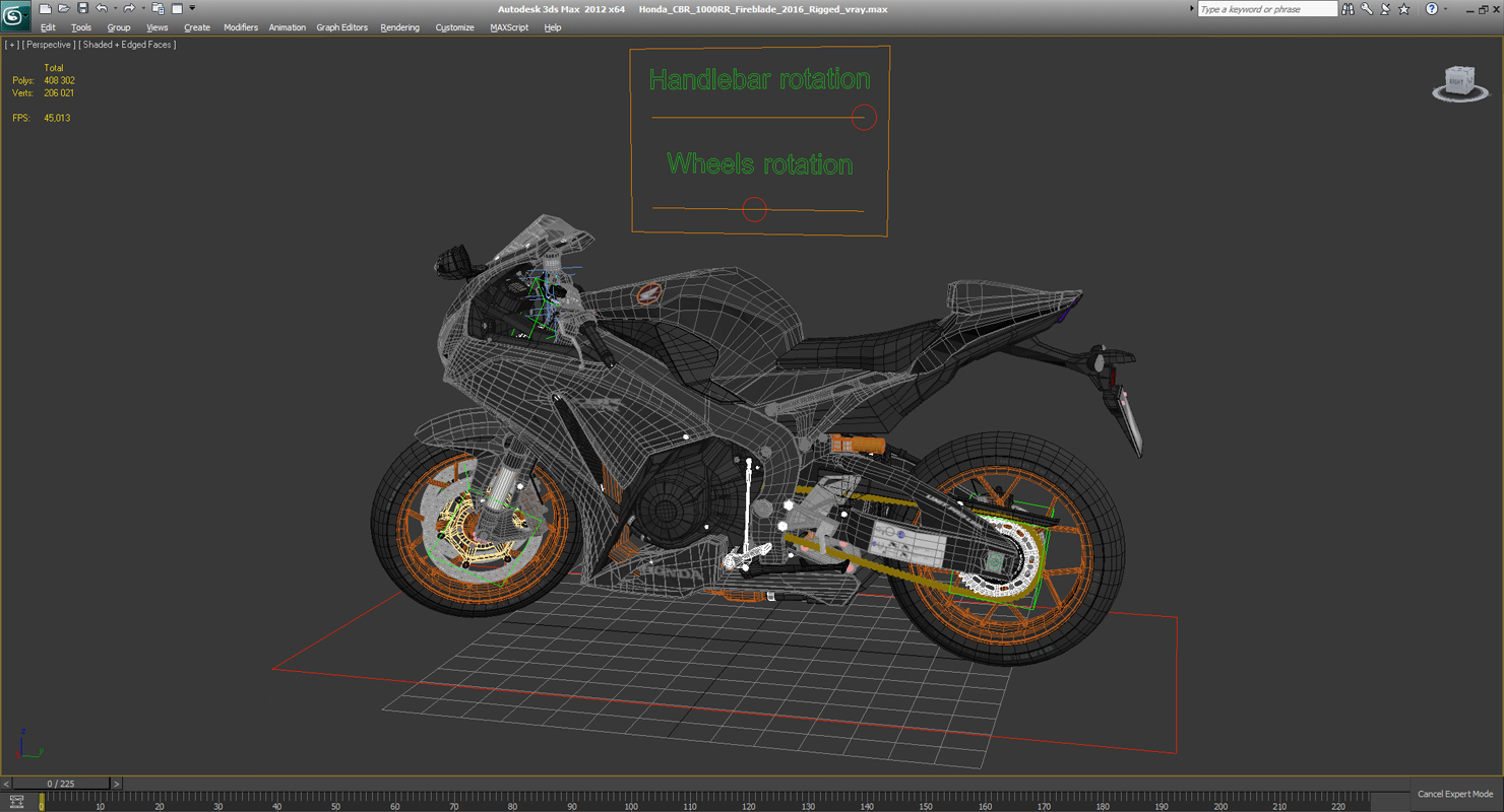 3D model Sport Motorcycles Honda Fireblade 2017 Rigged