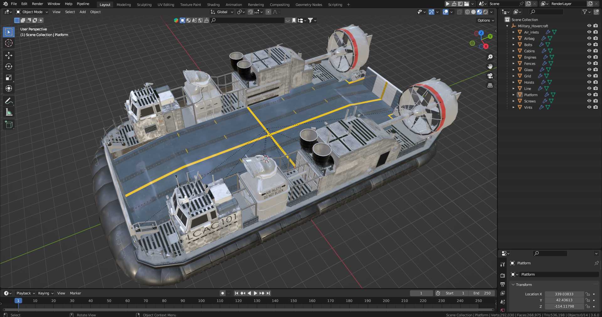 Military Hovercraft 3D model