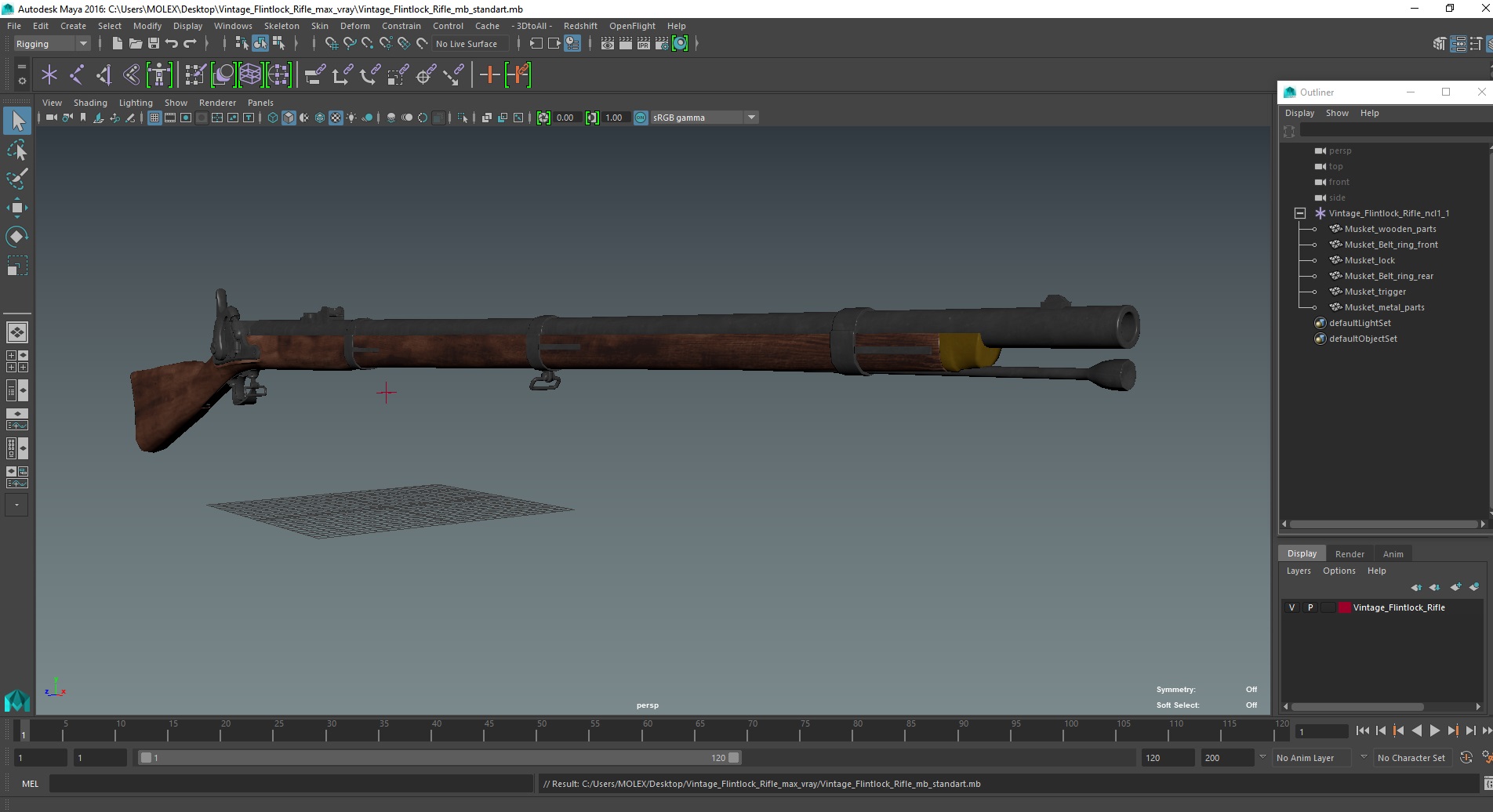 3D Vintage Flintlock Rifle model