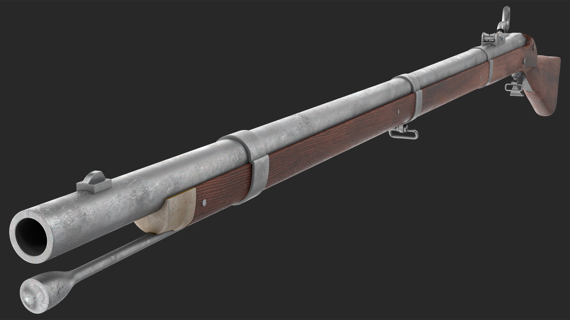 3D Vintage Flintlock Rifle model