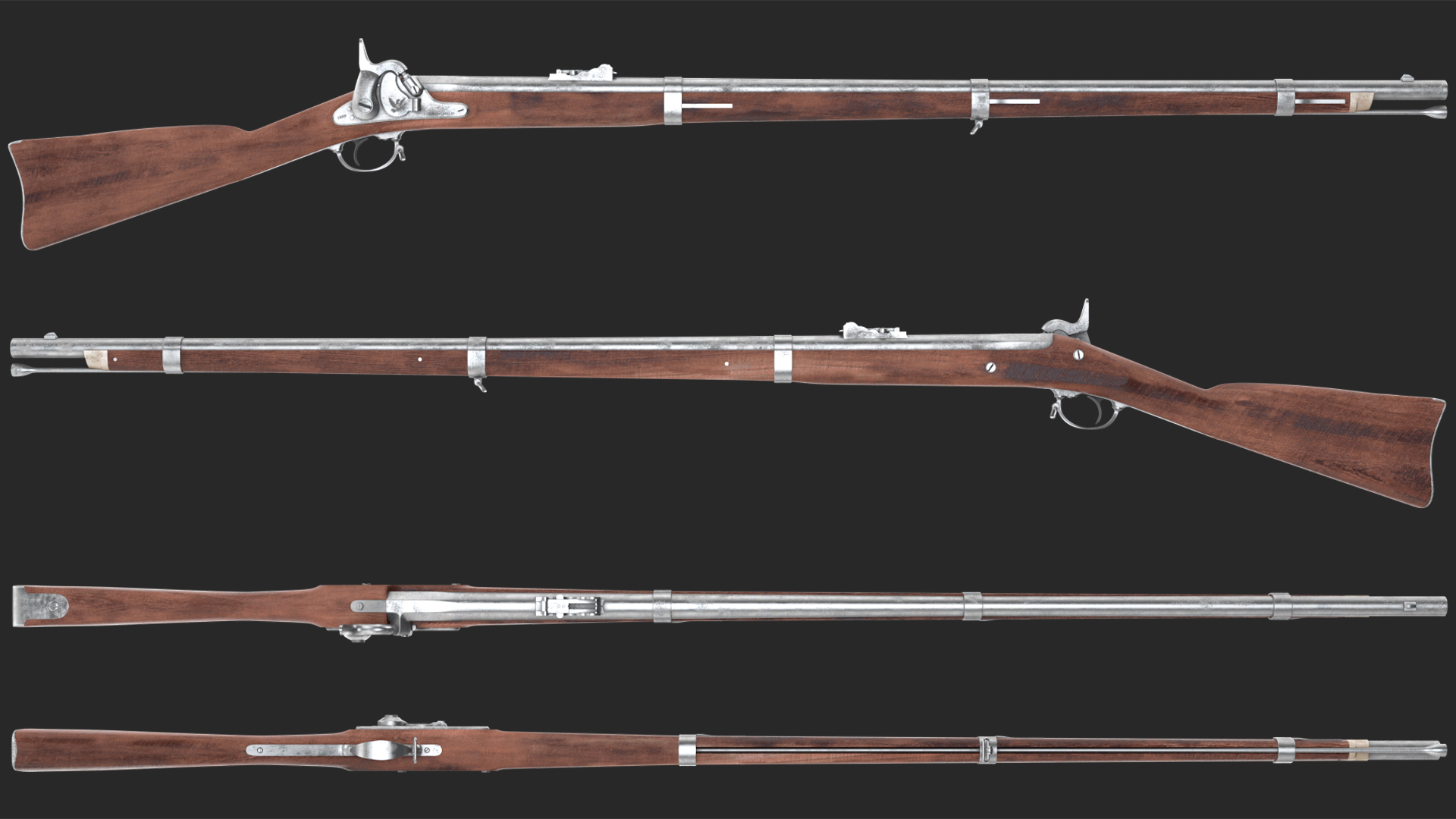 3D Vintage Flintlock Rifle model