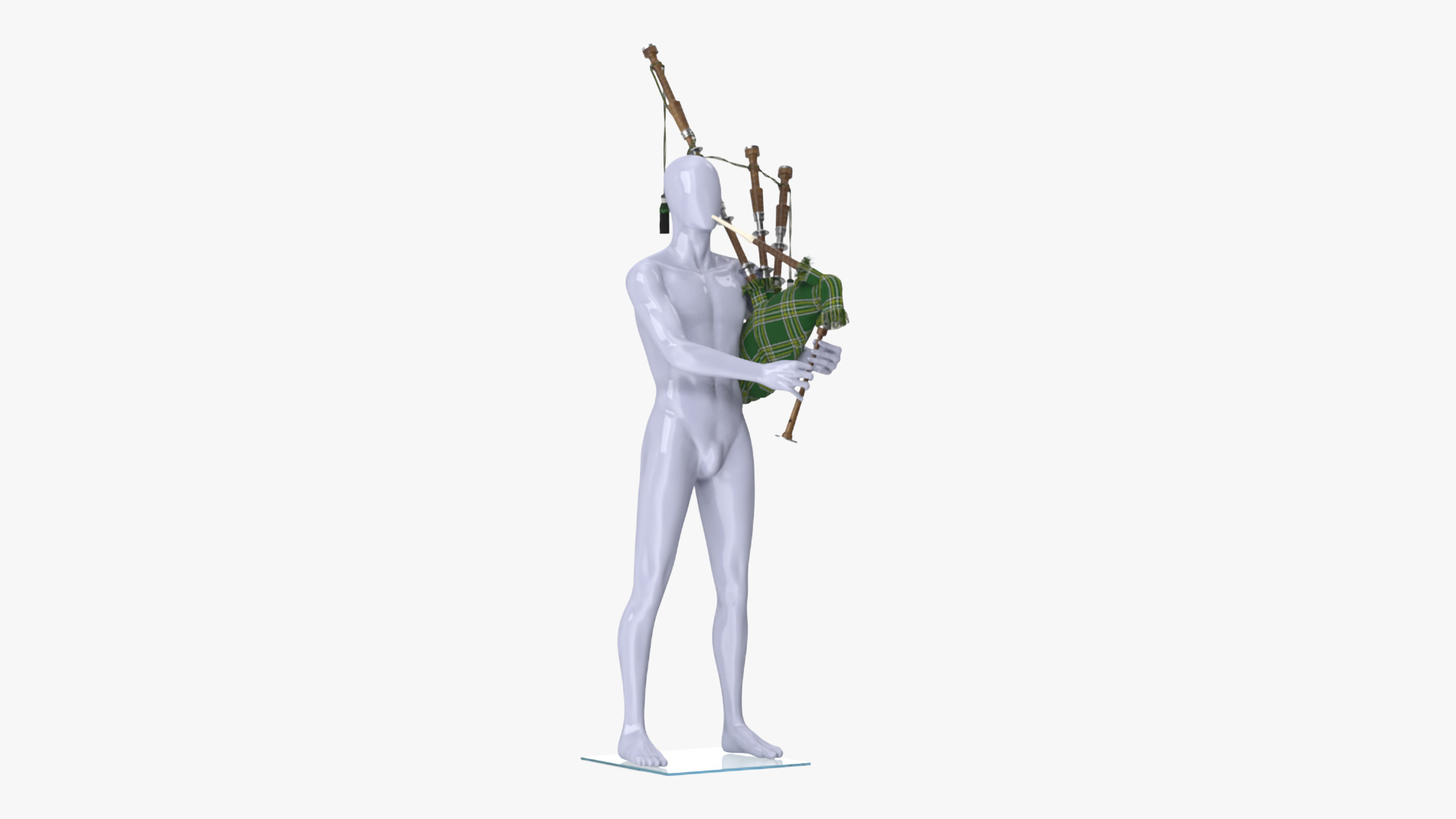 3D Mannequin with Scottish Green Bagpipes model