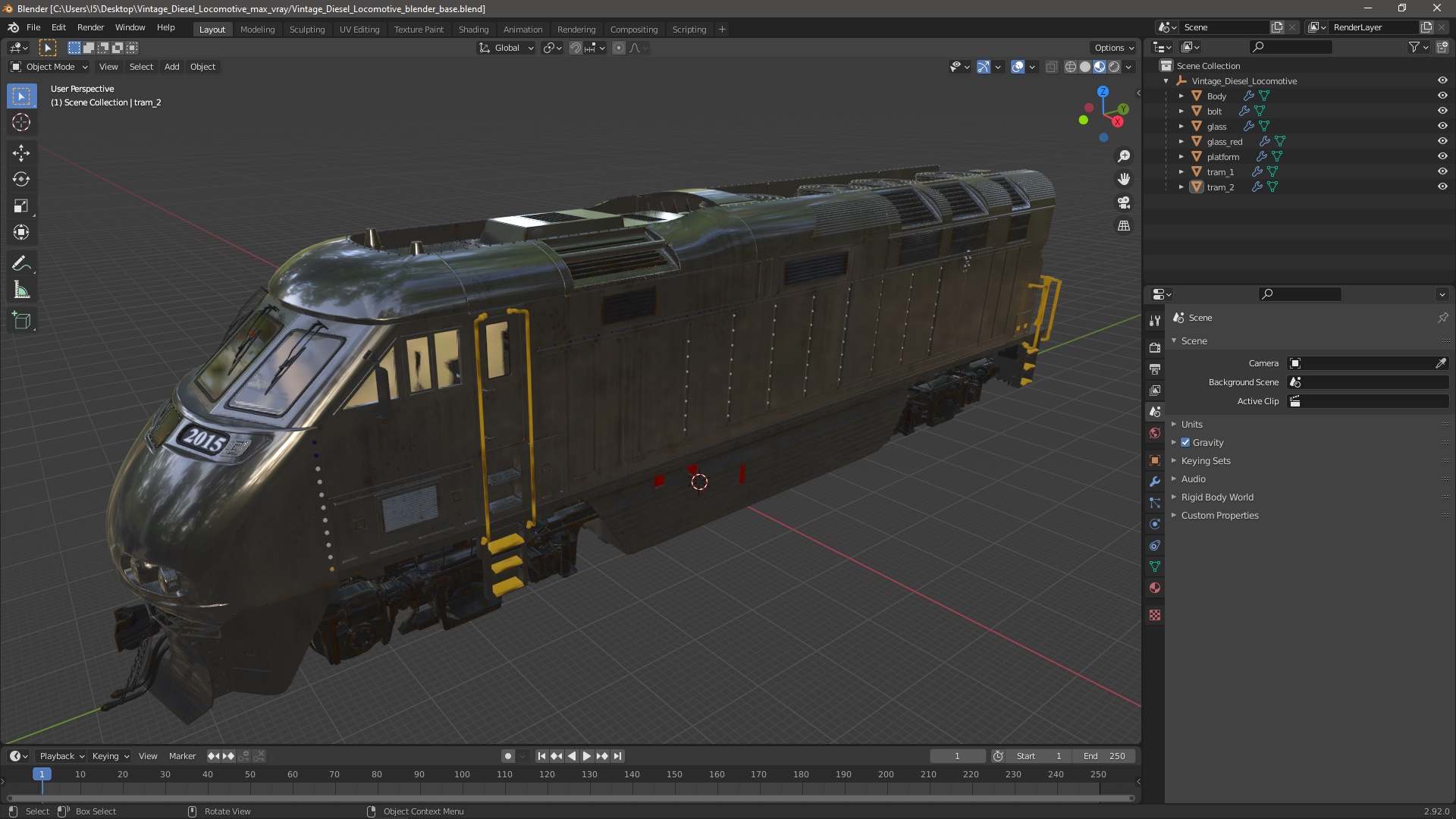 3D model Vintage Diesel Locomotive