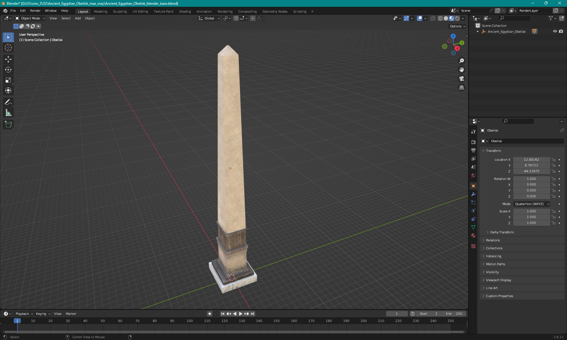 Ancient Egyptian Obelisk 3D model