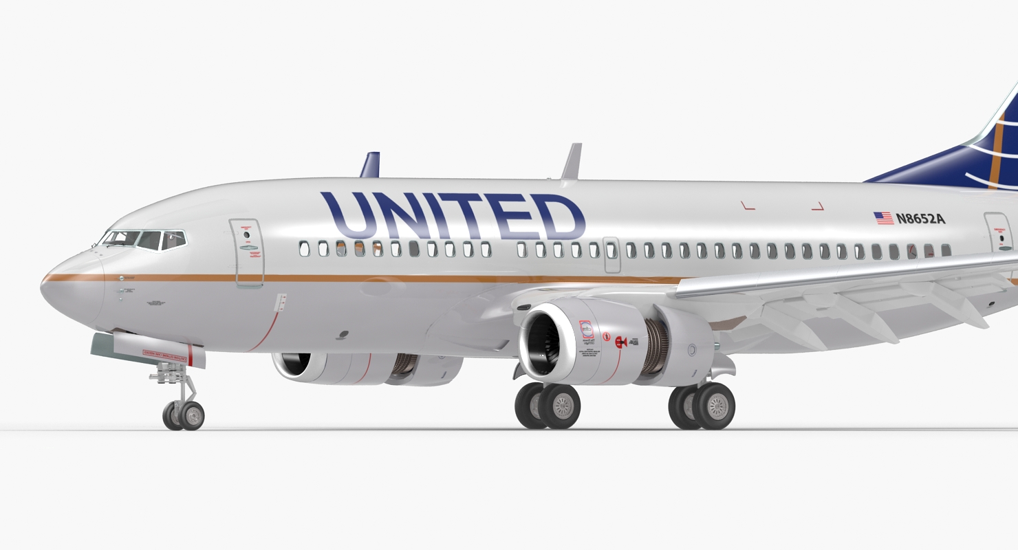 Boeing 737 700 United Airlines Rigged 3D