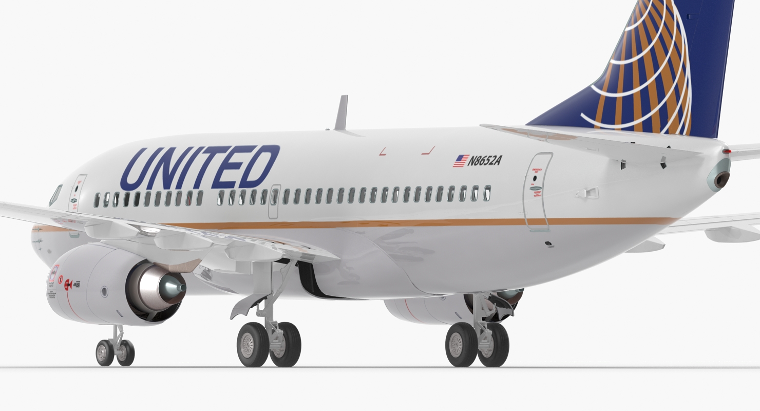 Boeing 737 700 United Airlines Rigged 3D