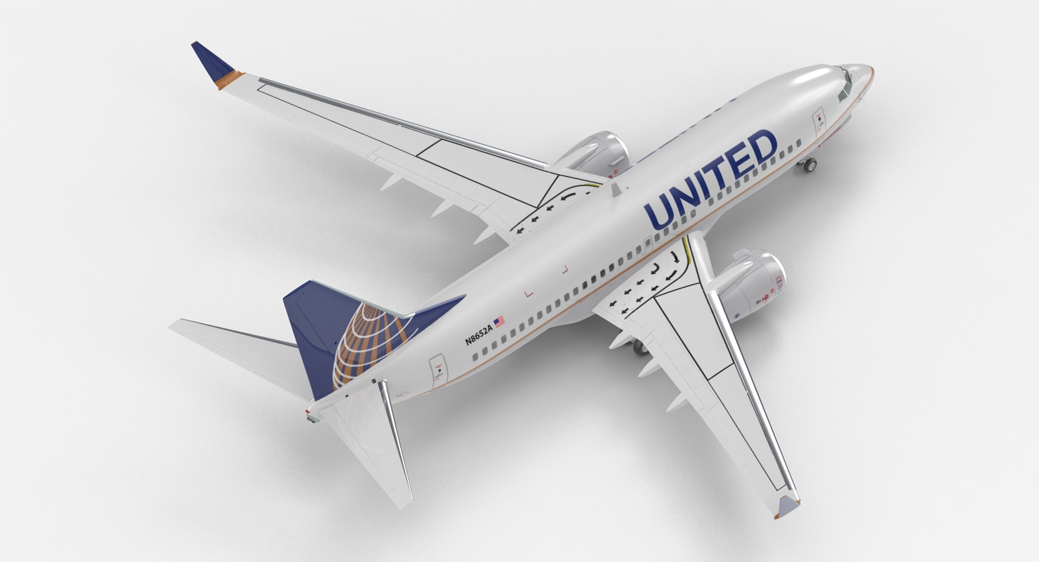 Boeing 737 700 United Airlines Rigged 3D