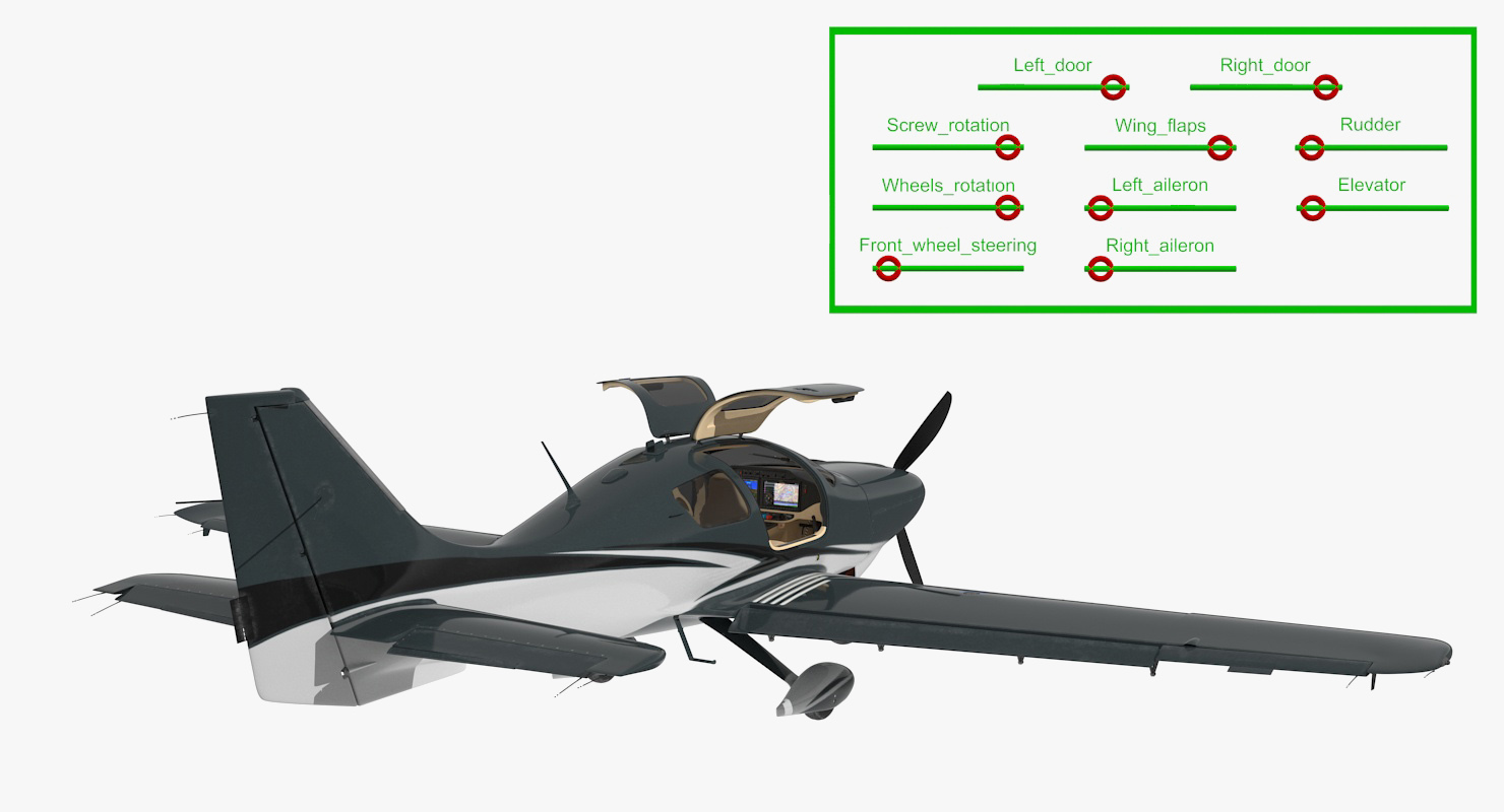 Private Plane 4 Seater Rigged 3D model