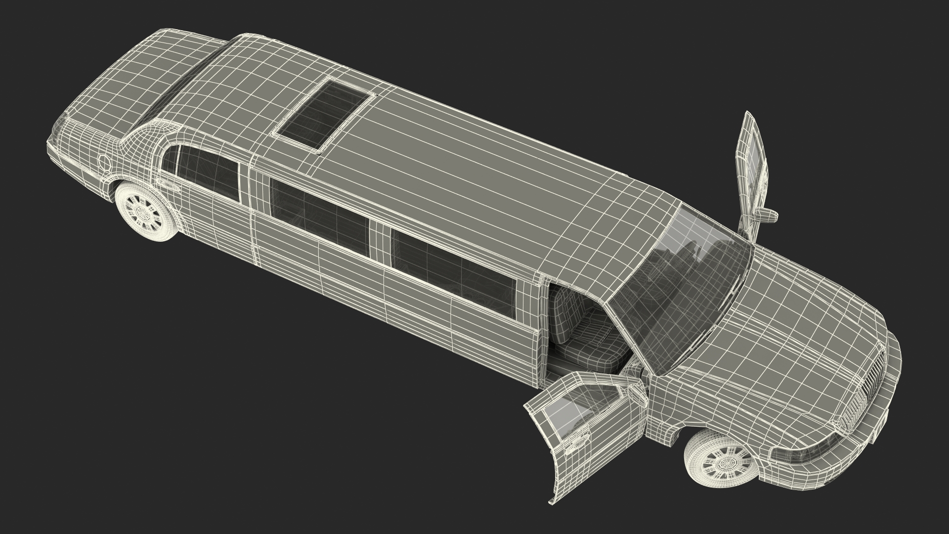 3D model Limousine Generic White Rigged