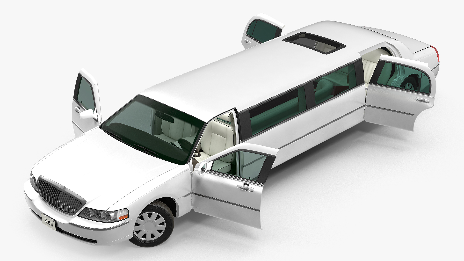 3D model Limousine Generic White Rigged