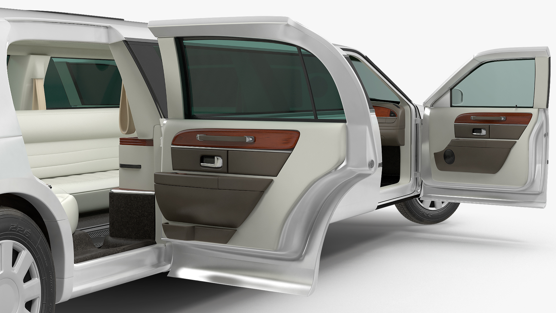 3D model Limousine Generic White Rigged