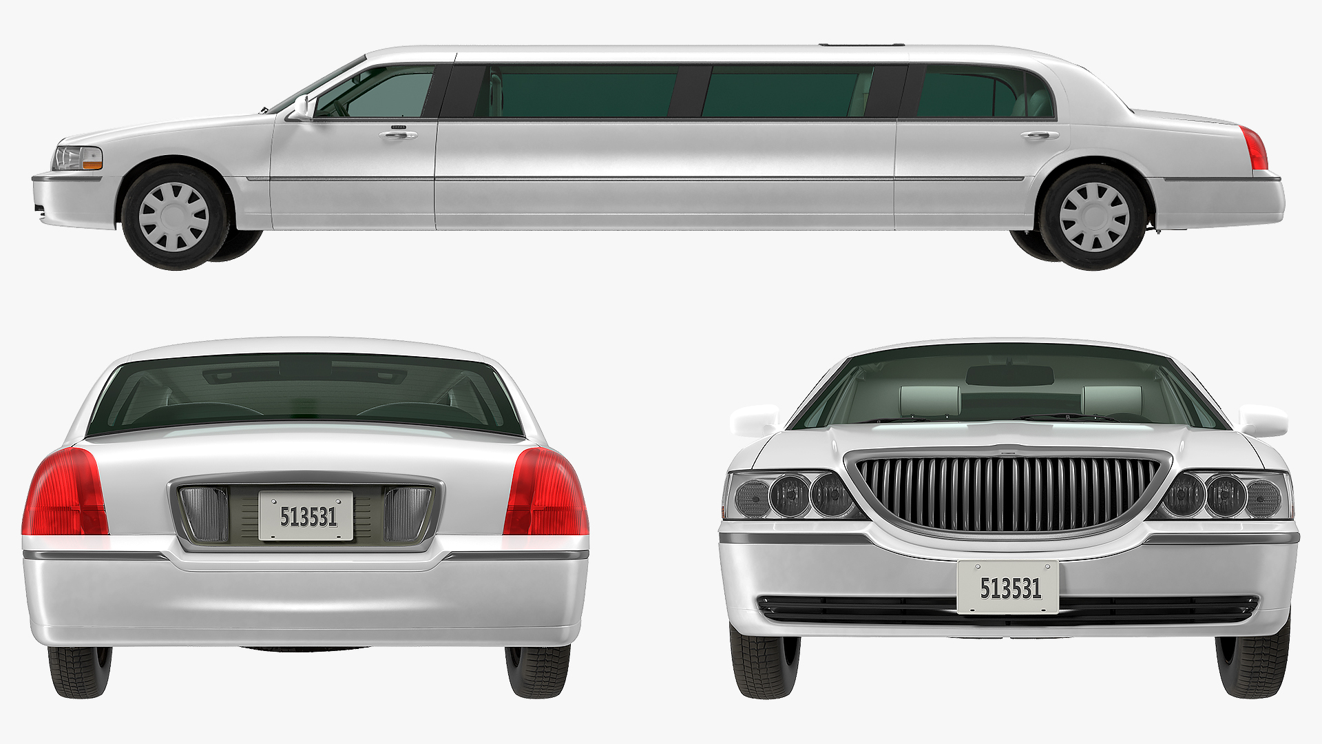 3D model Limousine Generic White Rigged