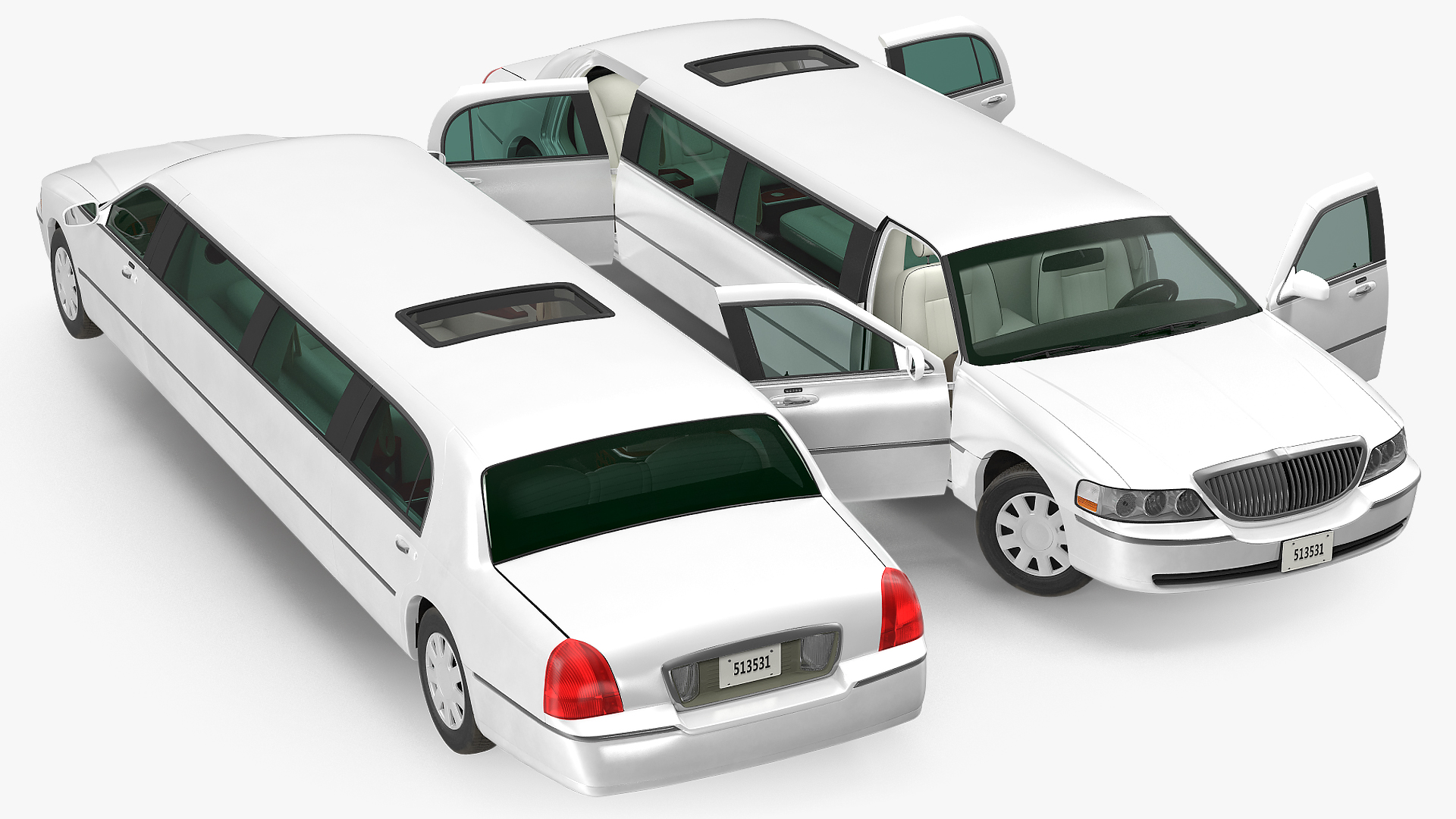 3D model Limousine Generic White Rigged