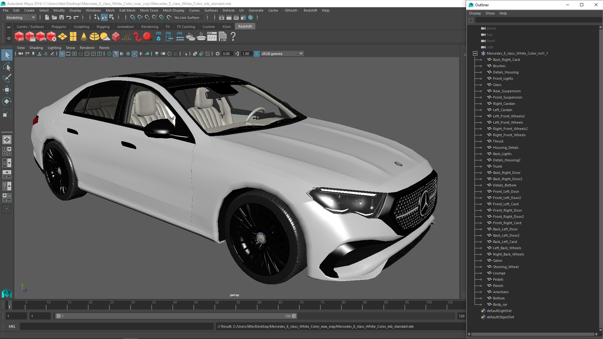 3D Mercedes E-class White Color model