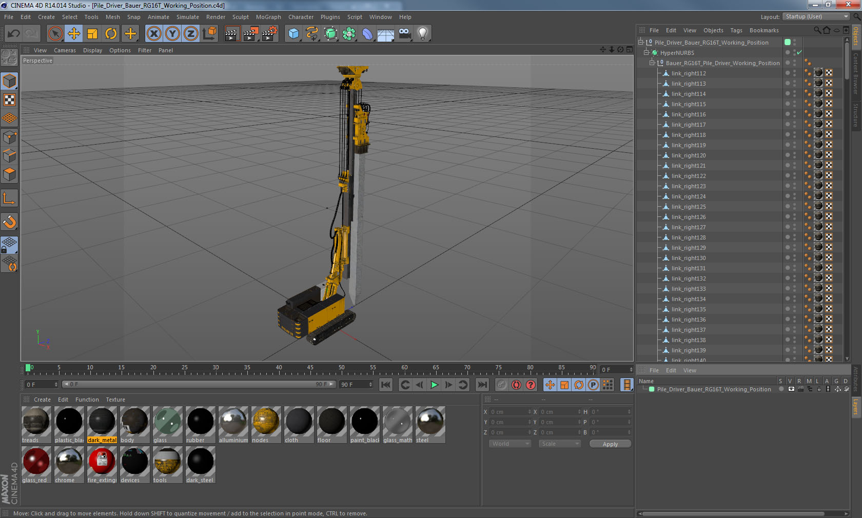 3D model Pile Driver Bauer RG16T Working Position