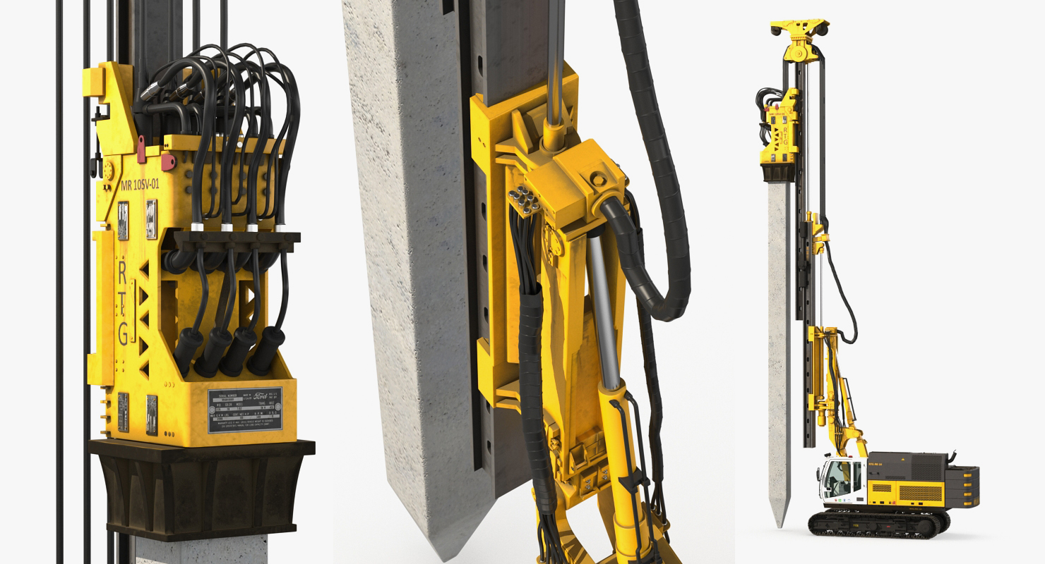 3D model Pile Driver Bauer RG16T Working Position