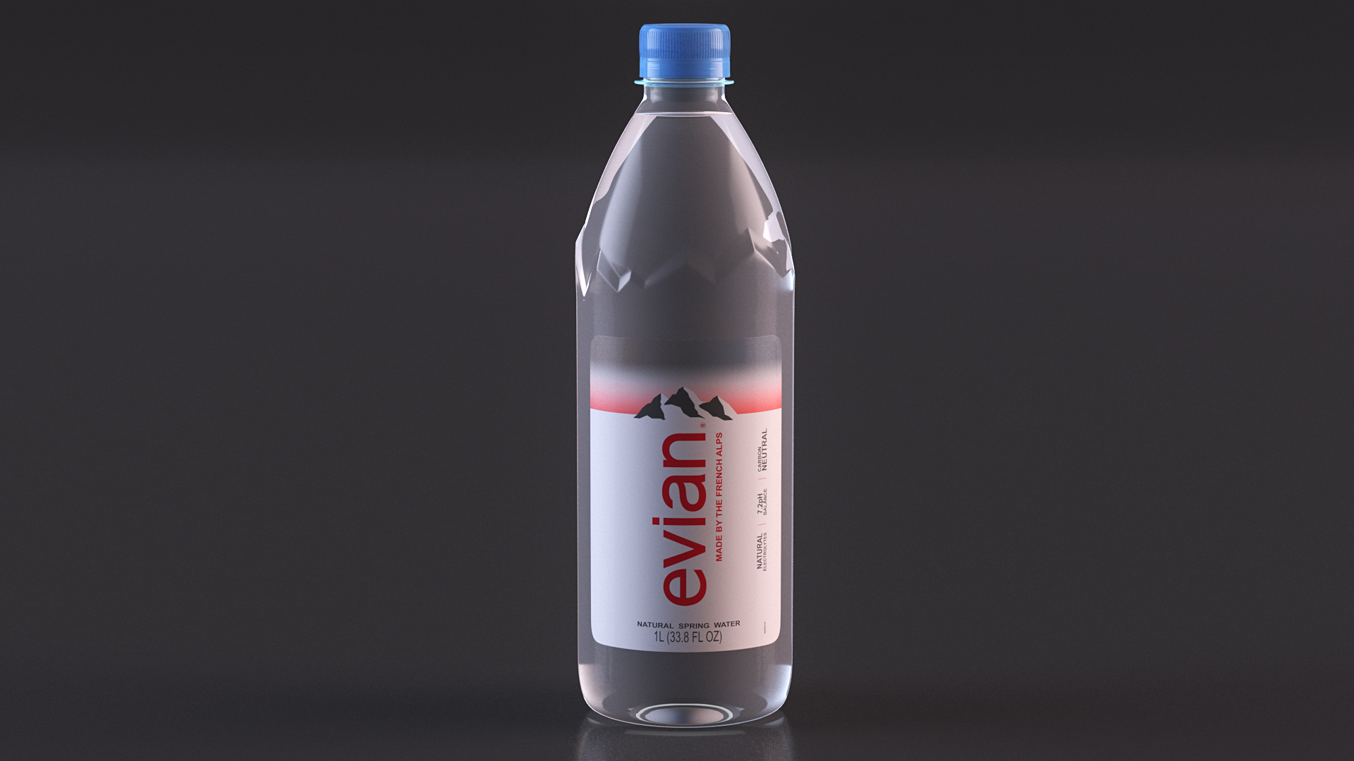 3D model Evian Natural Mineral Water 1L Plastic Bottle